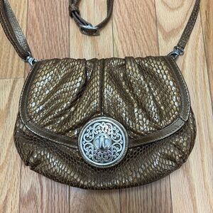 Brighton Snake Print Crossbody Shiny‎ Old Gold Bag